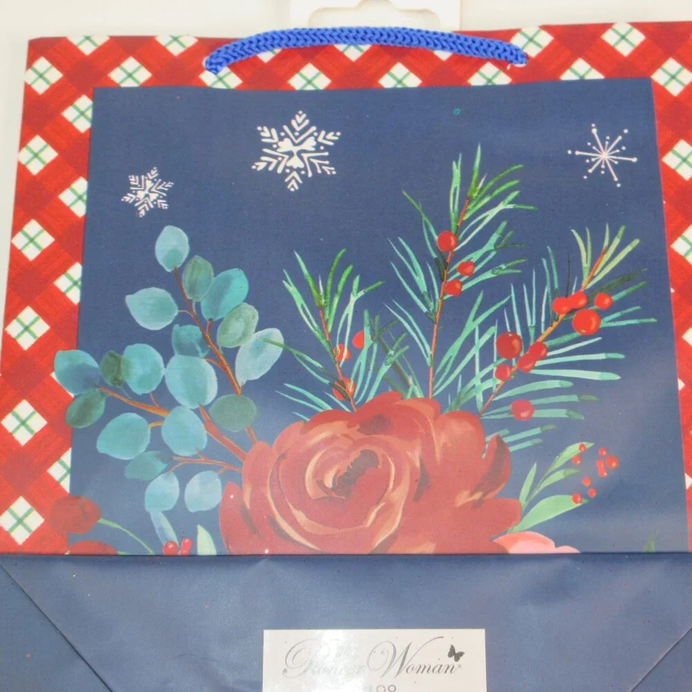Lot of 3 Pioneer Woman Gift Bag Christmas Holiday Wishful Winter Blue Floral New